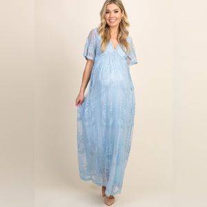 PinkBlush lace overlay Maxi Dress NWT maternity